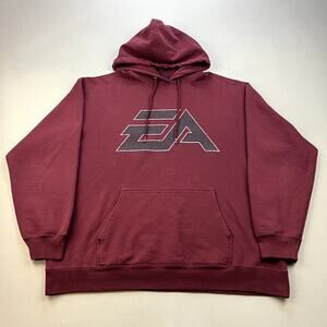 Vintage EA Sports Hoodie Sweatshirt Adult XL Maroon Electronic Arts Video Game